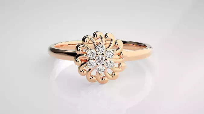 Flower Ultra light wt minimalist Women Ring 3dm stl renders