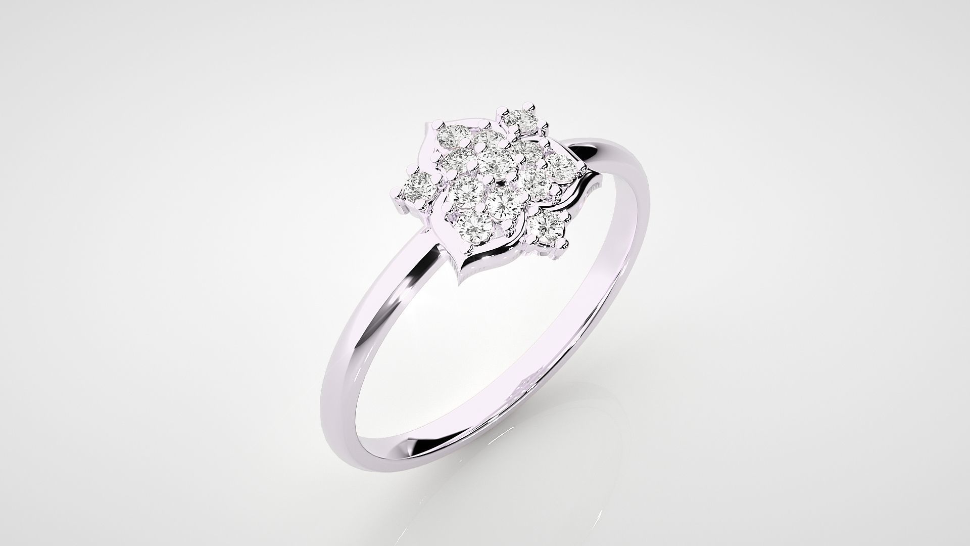 Flower Ultra light wt minimalist Women Ring 3dm stl renders 3D print model_9