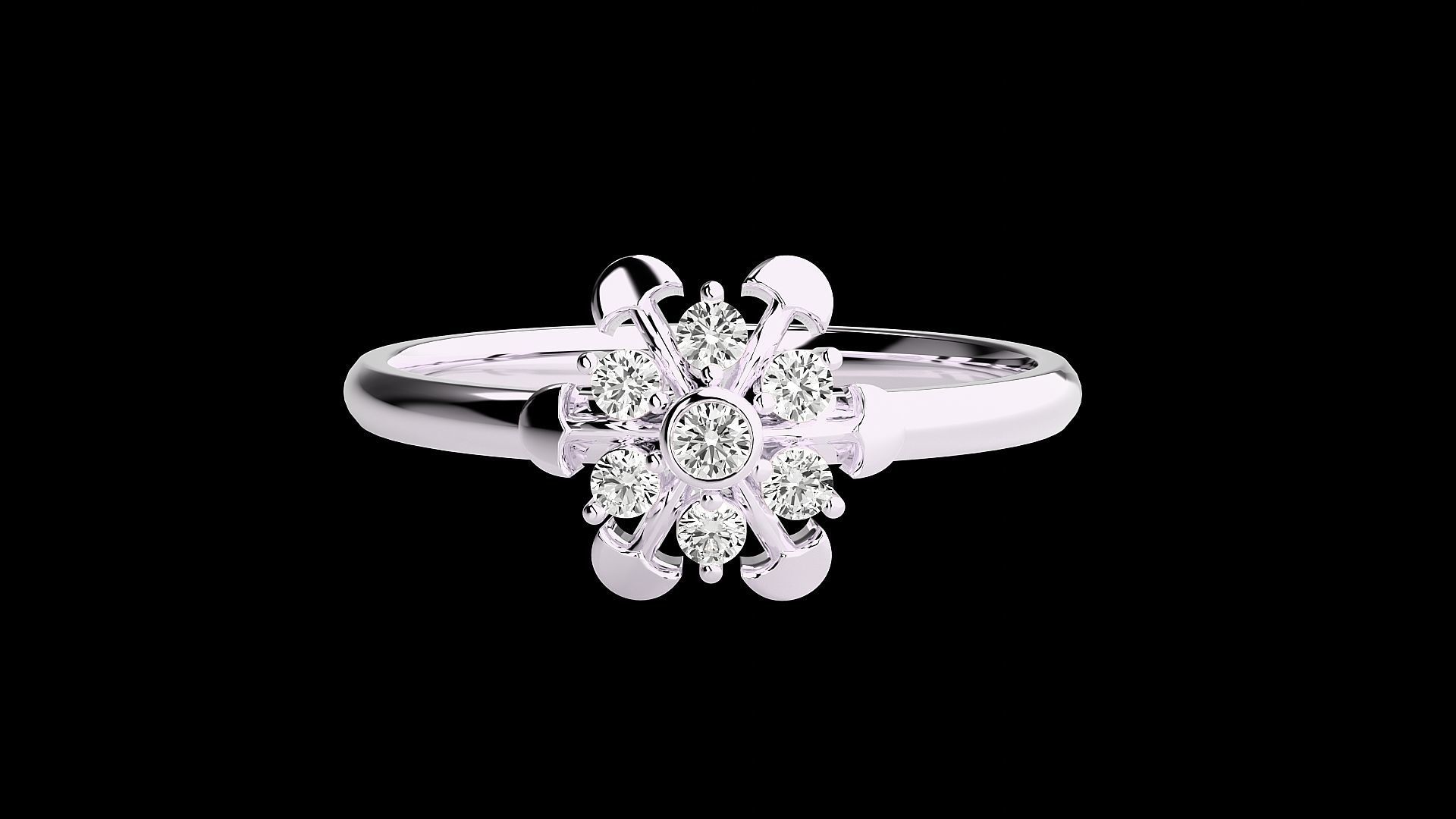 Flower Ultra light wt minimalist Women Ring 3dm stl renders 3D print model_12