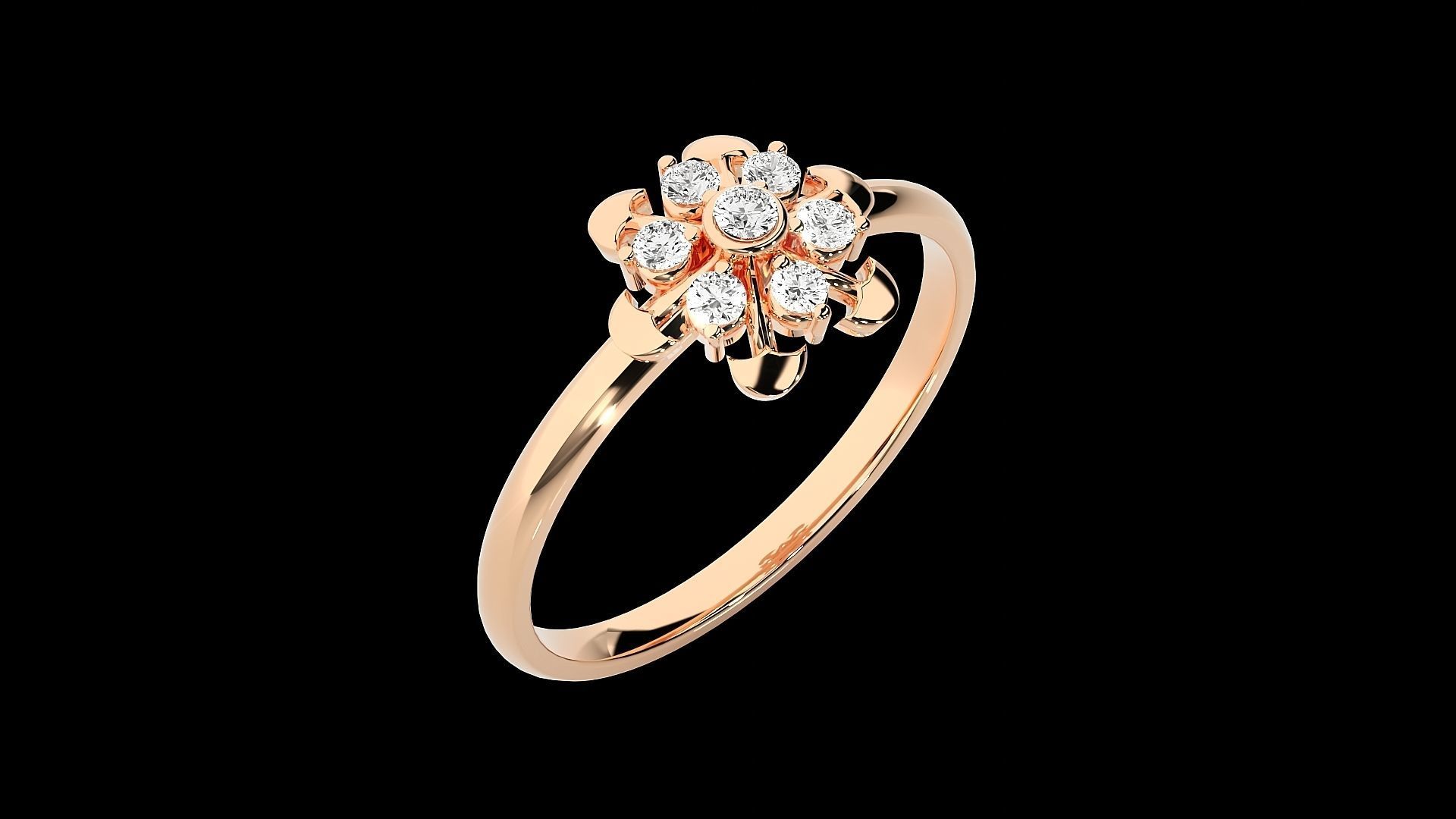 Flower Ultra light wt minimalist Women Ring 3dm stl renders 3D print model_7