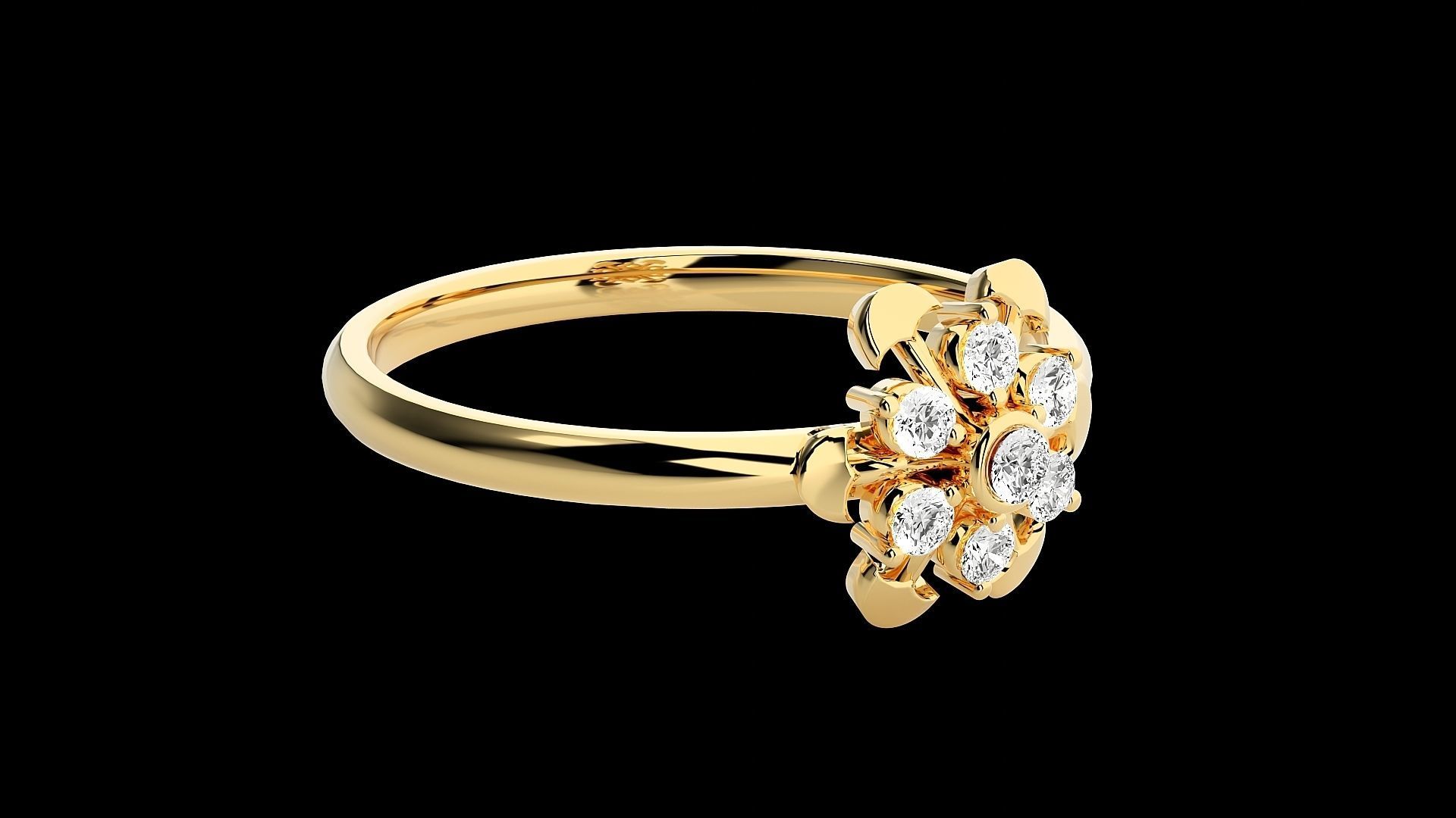 Flower Ultra light wt minimalist Women Ring 3dm stl renders 3D print model_20