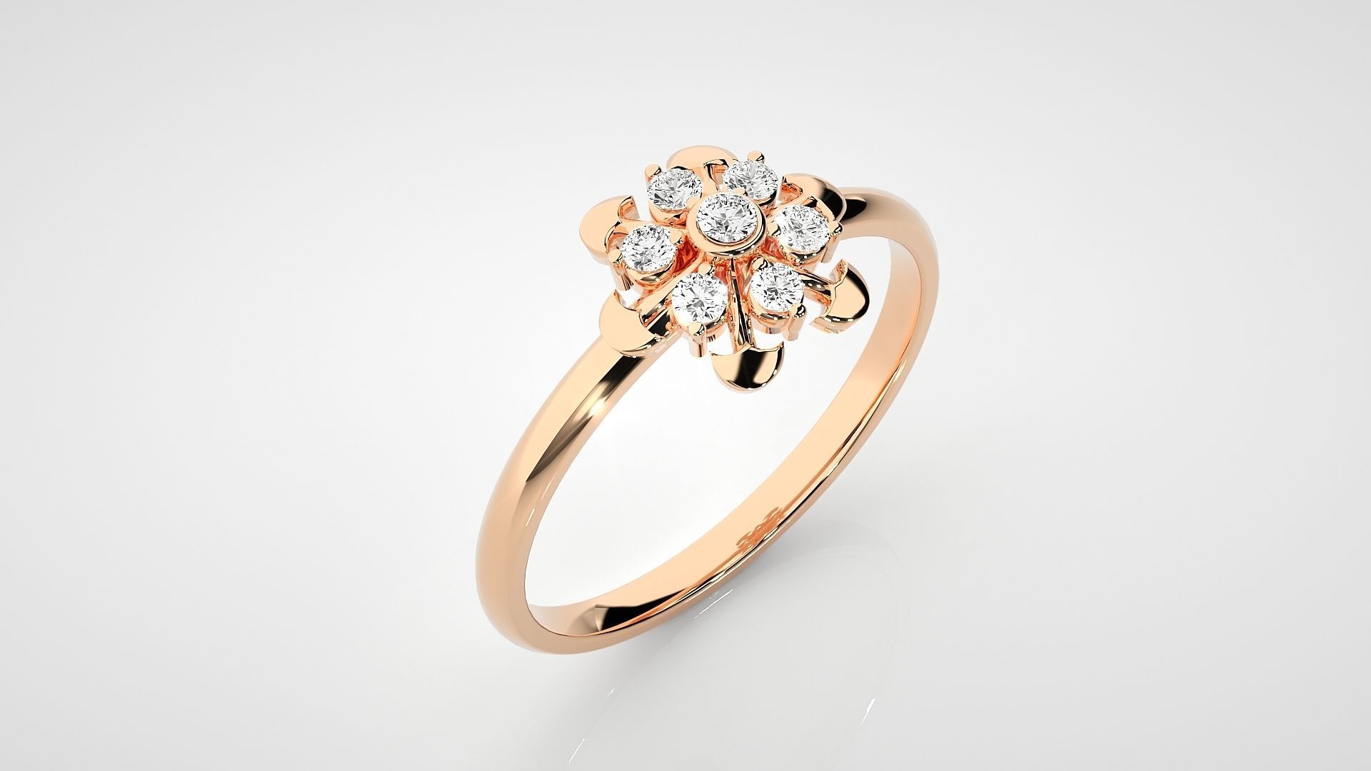 Flower Ultra light wt minimalist Women Ring 3dm stl renders 3D print model_4