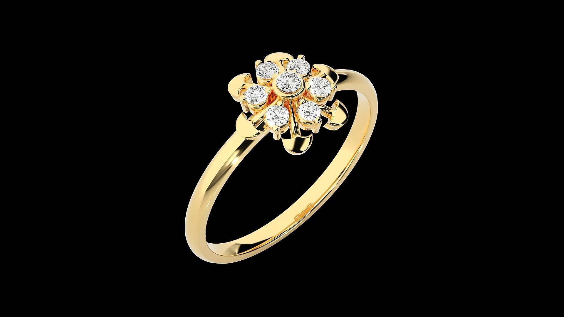 Flower Ultra light wt minimalist Women Ring 3dm stl renders 3D print model_21