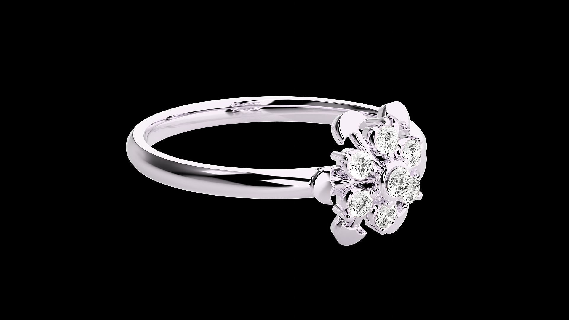 Flower Ultra light wt minimalist Women Ring 3dm stl renders 3D print model_13