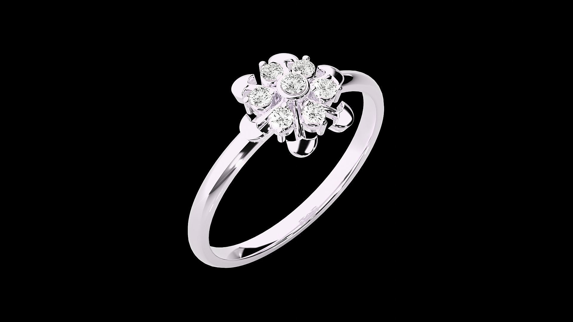 Flower Ultra light wt minimalist Women Ring 3dm stl renders 3D print model_14