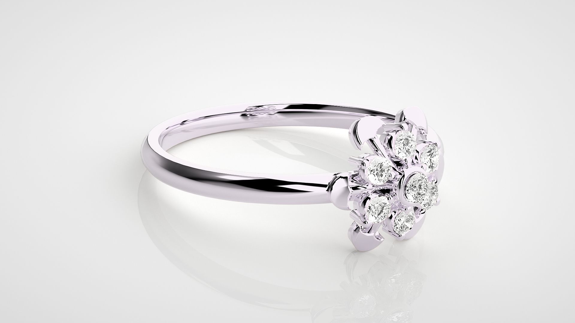 Flower Ultra light wt minimalist Women Ring 3dm stl renders 3D print model_10