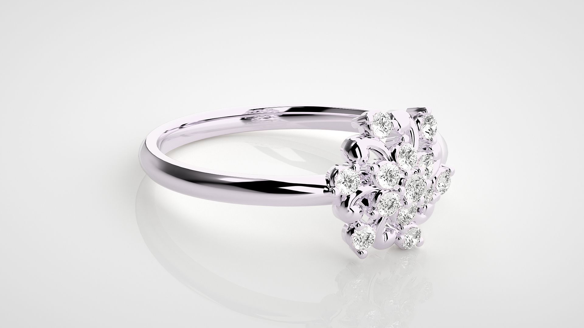 Flower Ultra light wt minimalist Women Ring 3dm stl renders 3D print model_8