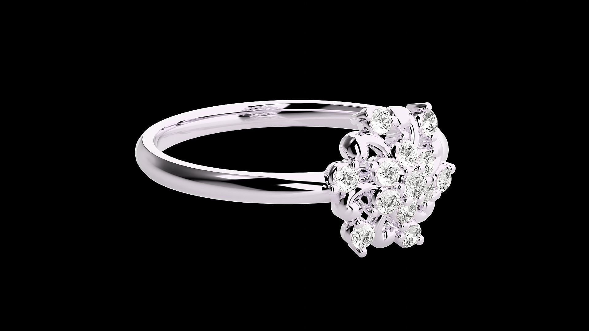 Flower Ultra light wt minimalist Women Ring 3dm stl renders 3D print model_11
