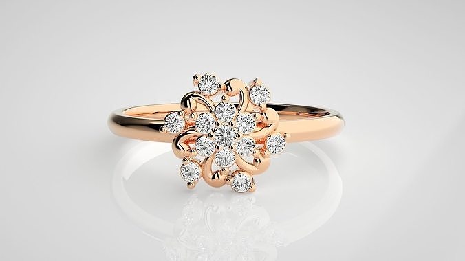 Flower Ultra light wt minimalist Women Ring 3dm stl renders 3D print model