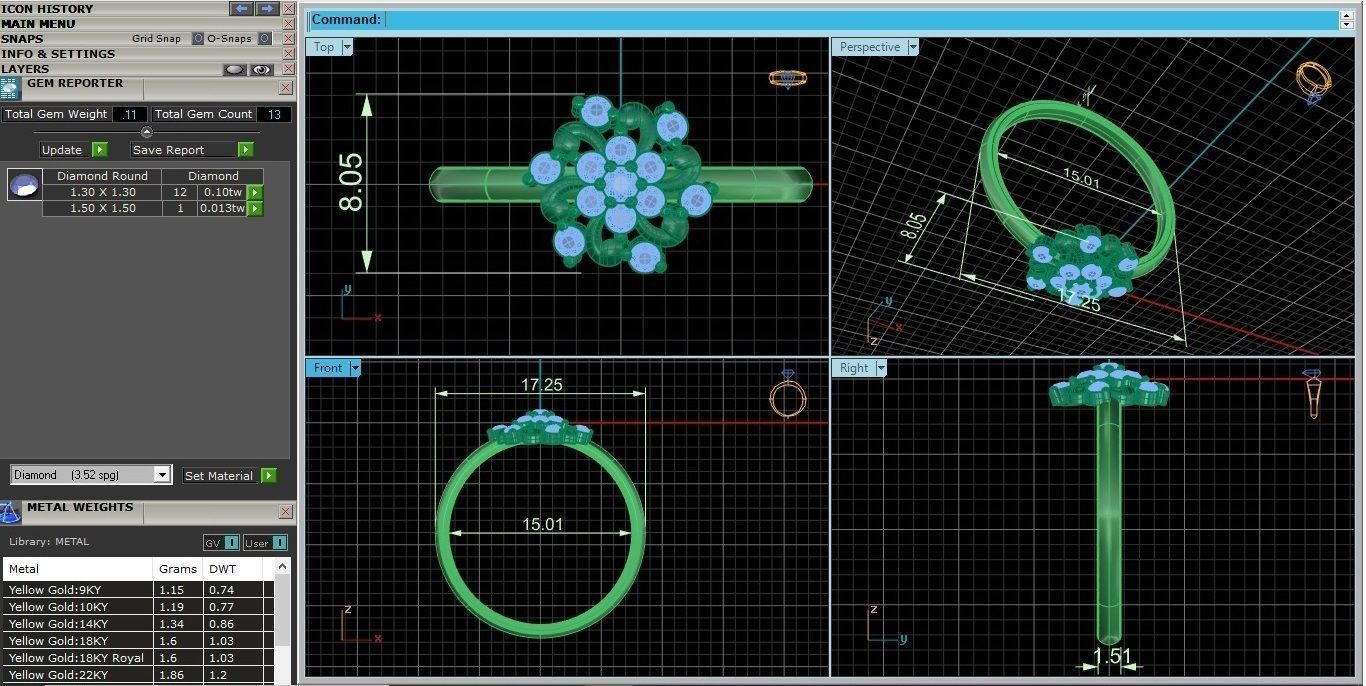 Flower Ultra light wt minimalist Women Ring 3dm stl renders 3D print model_3