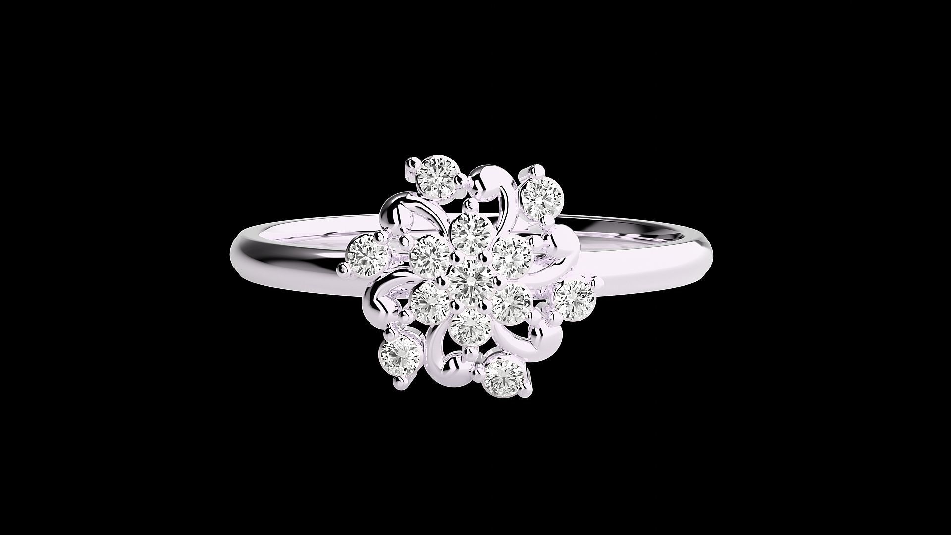 Flower Ultra light wt minimalist Women Ring 3dm stl renders 3D print model_10