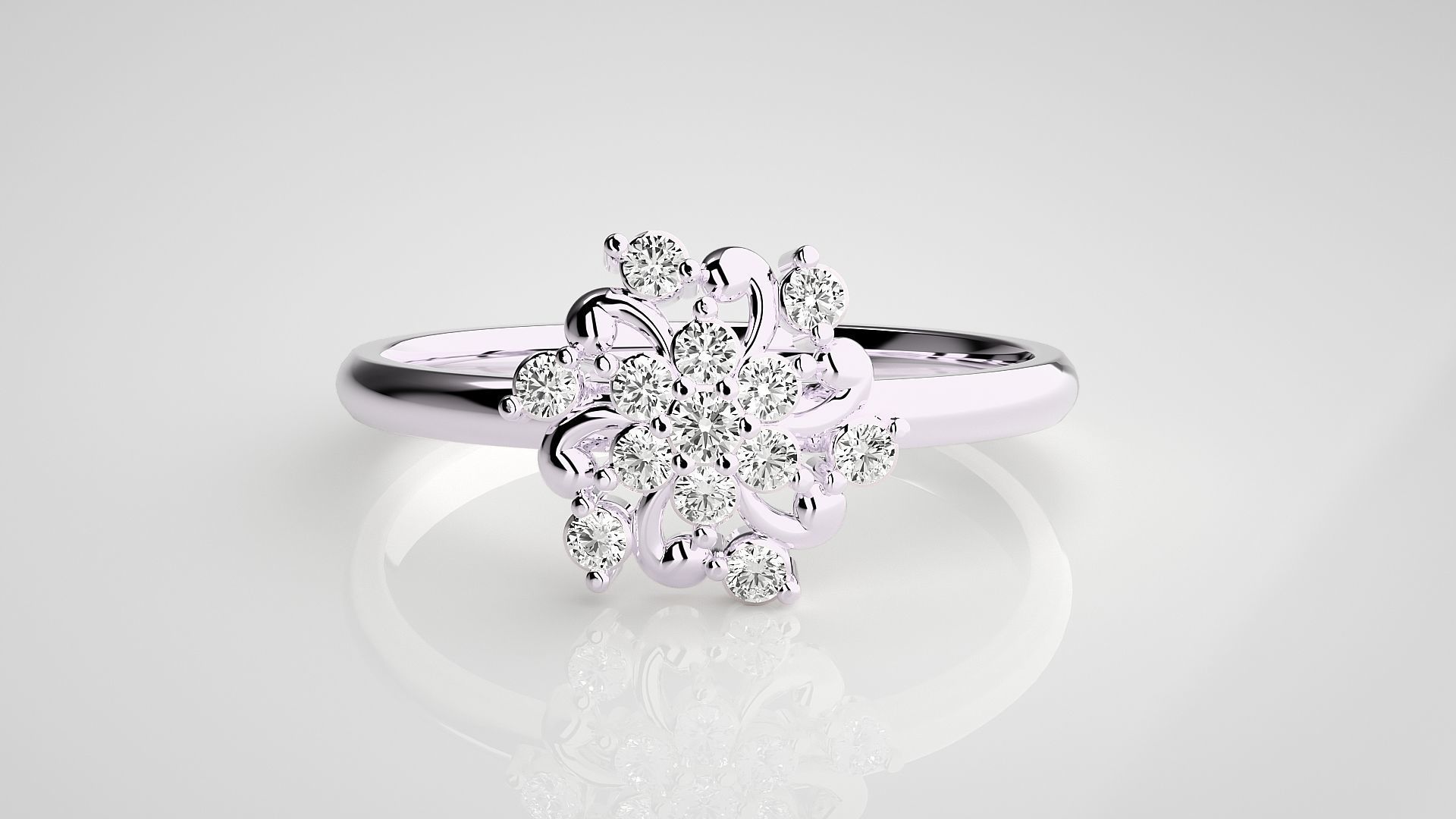 Flower Ultra light wt minimalist Women Ring 3dm stl renders 3D print model_7