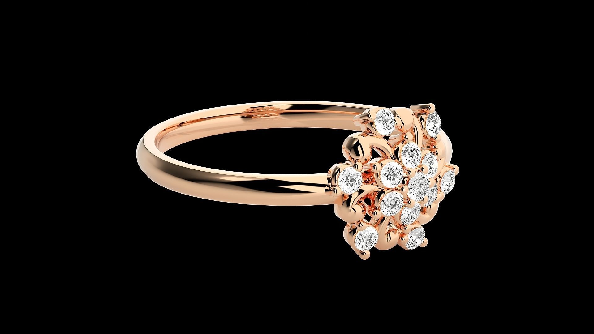 Flower Ultra light wt minimalist Women Ring 3dm stl renders 3D print model_5