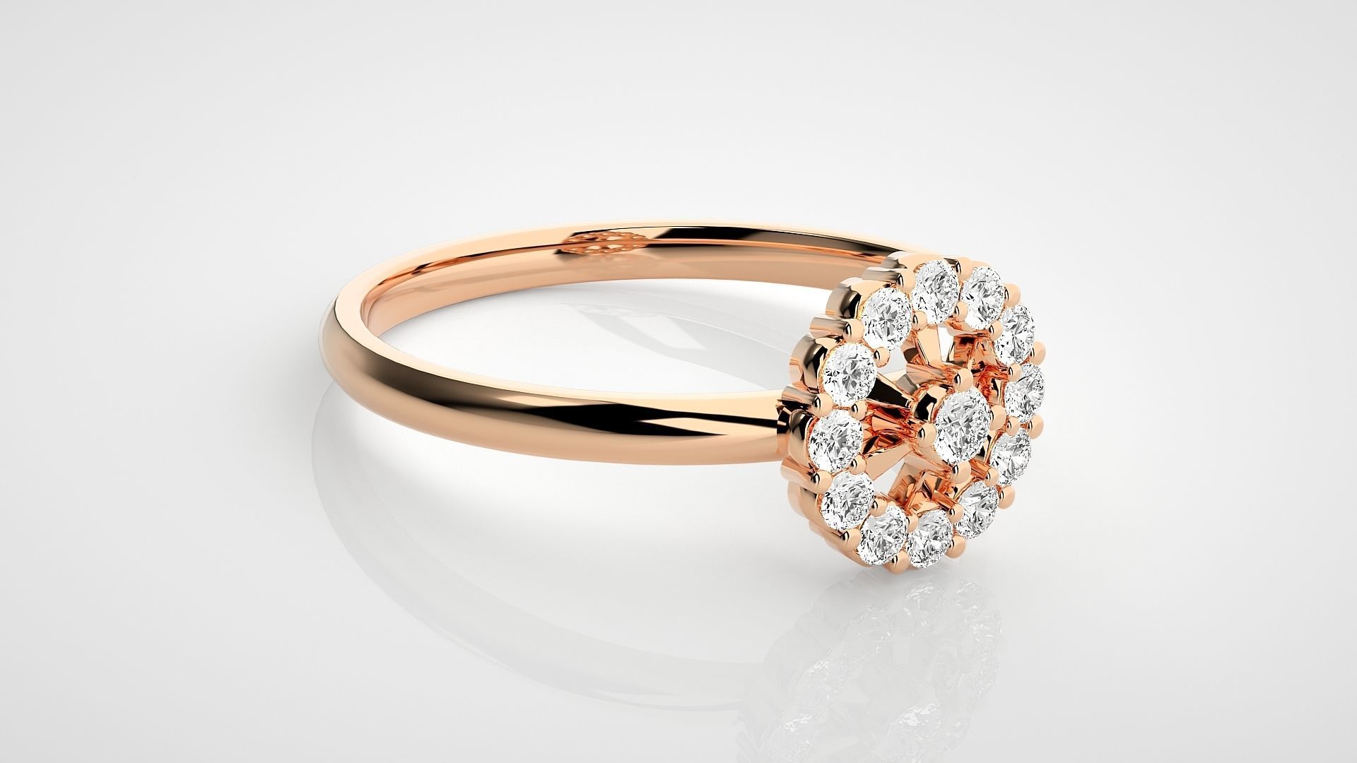 Flower Ultra light wt minimalist Women Ring 3dm stl renders 3D print model_1