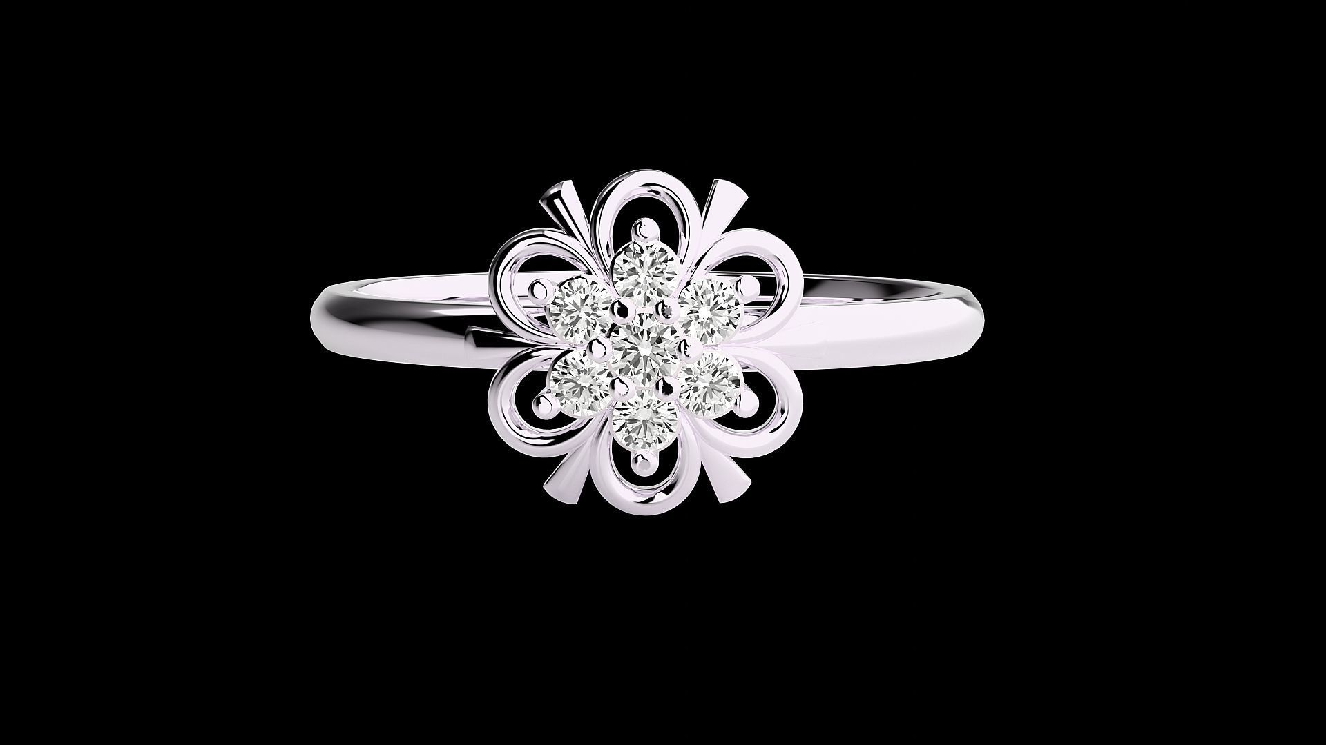 Flower Ultra light wt minimalist Women Ring 3dm stl renders 3D print model_10