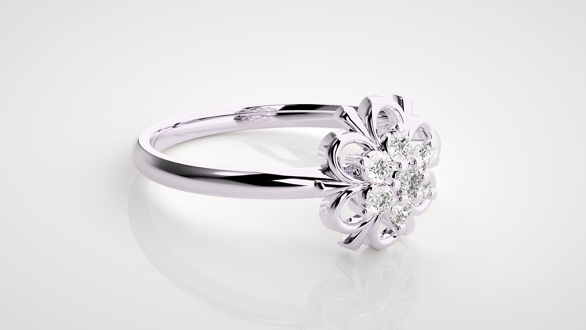 Flower Ultra light wt minimalist Women Ring 3dm stl renders 3D print model_8