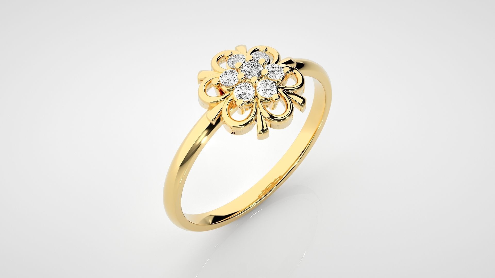 Flower Ultra light wt minimalist Women Ring 3dm stl renders 3D print model_15