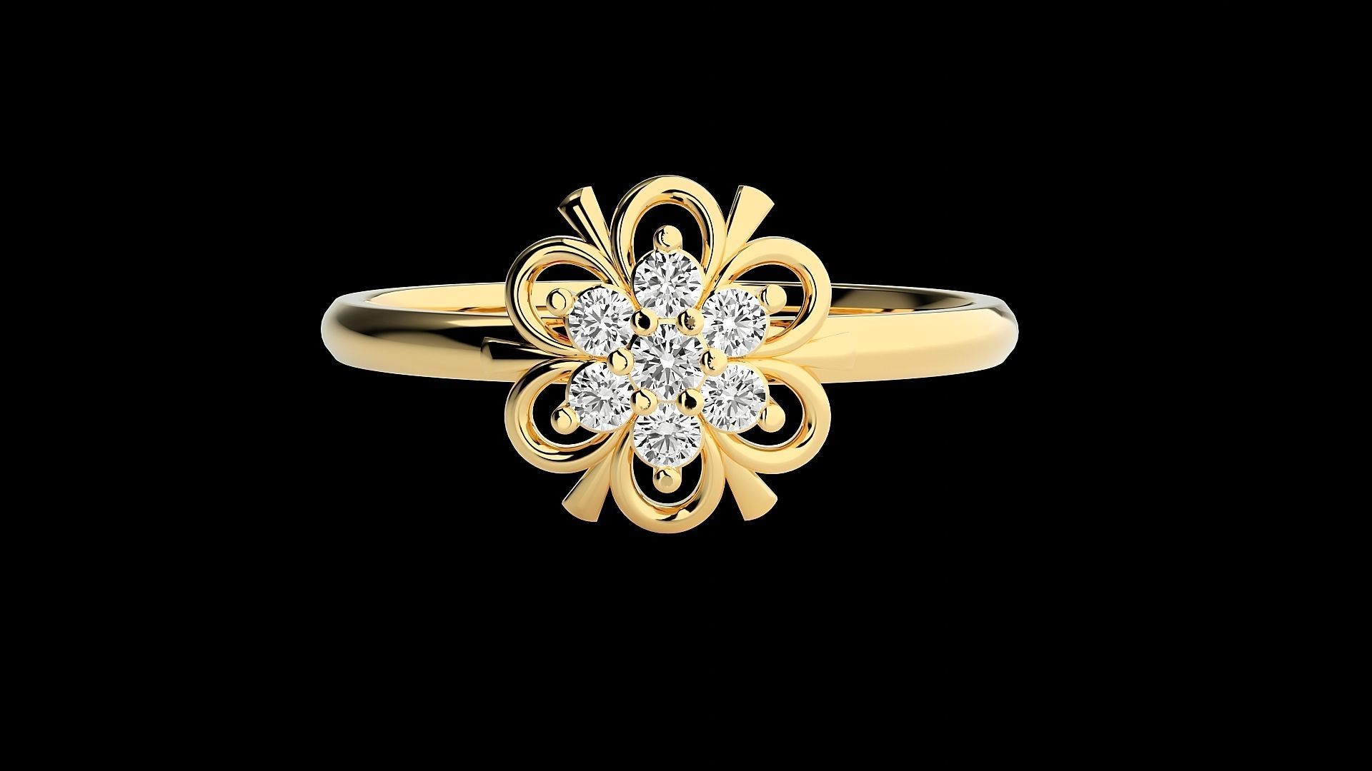 Flower Ultra light wt minimalist Women Ring 3dm stl renders 3D print model_16