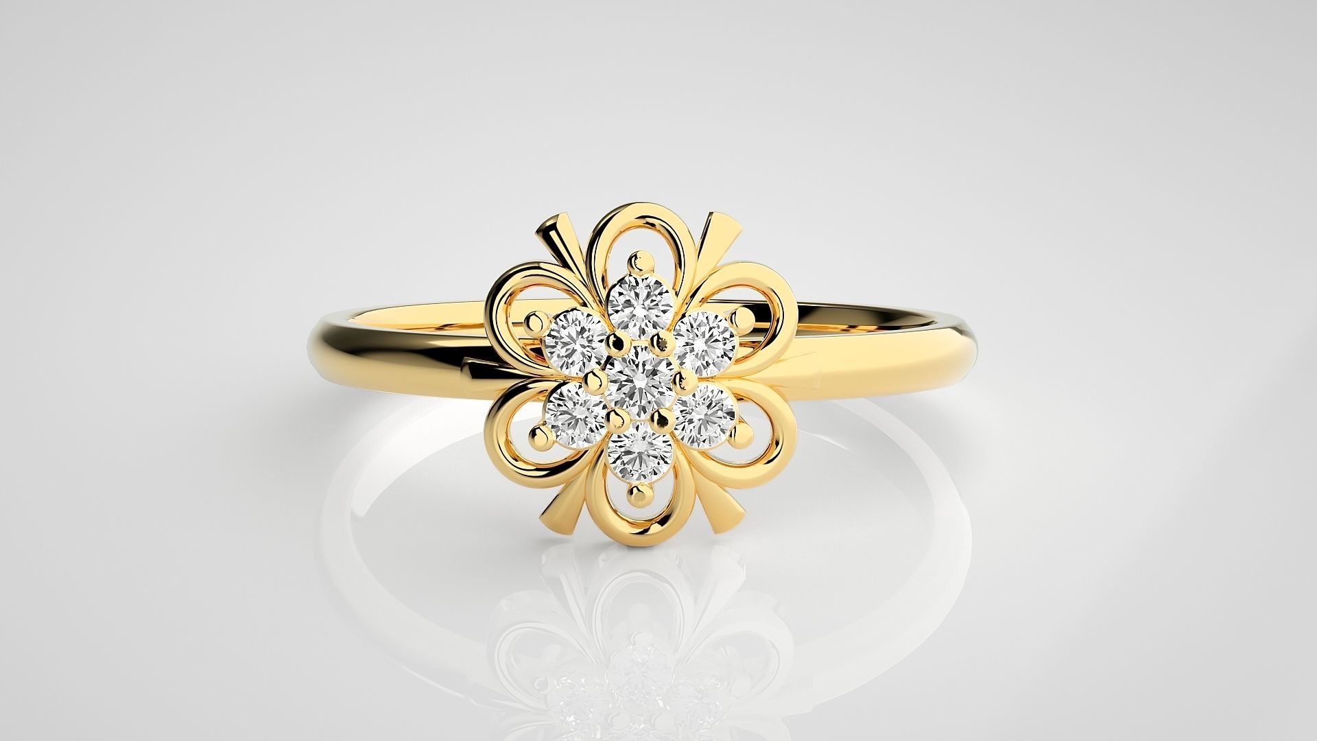 Flower Ultra light wt minimalist Women Ring 3dm stl renders 3D print model_13