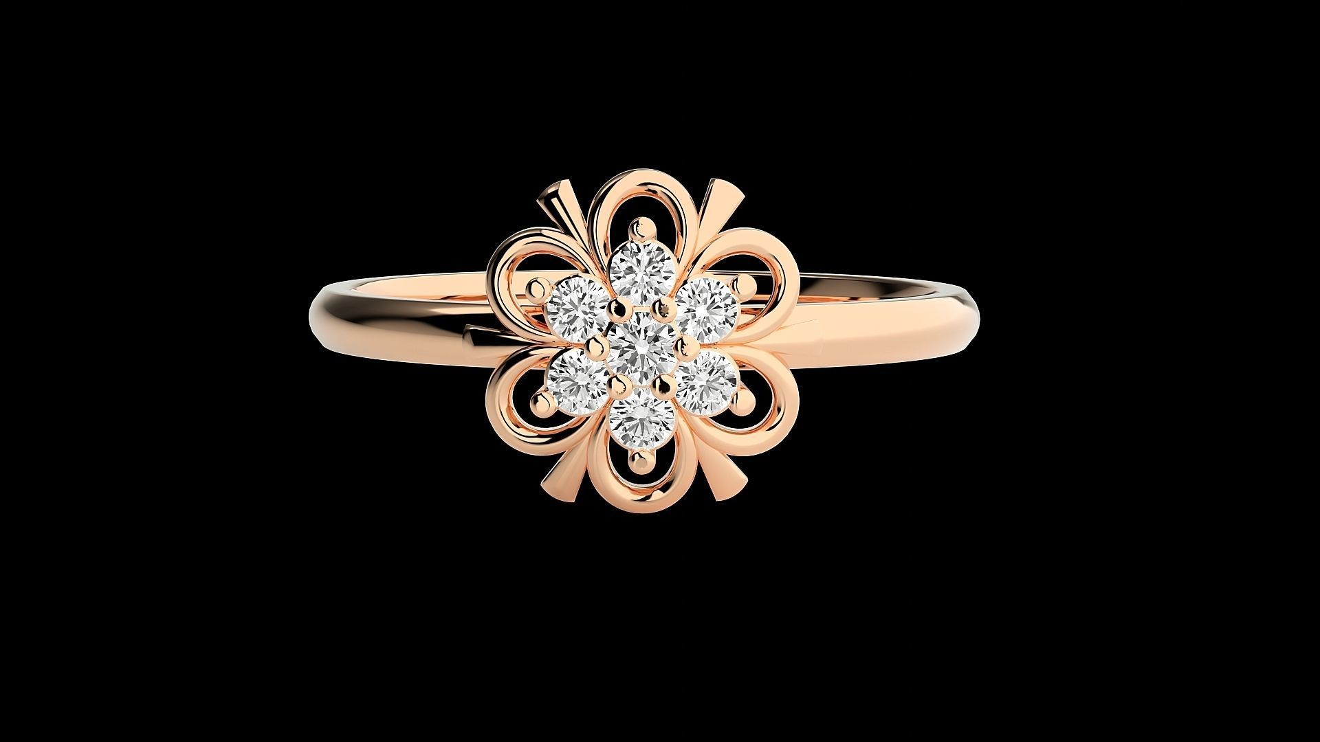Flower Ultra light wt minimalist Women Ring 3dm stl renders 3D print model_4