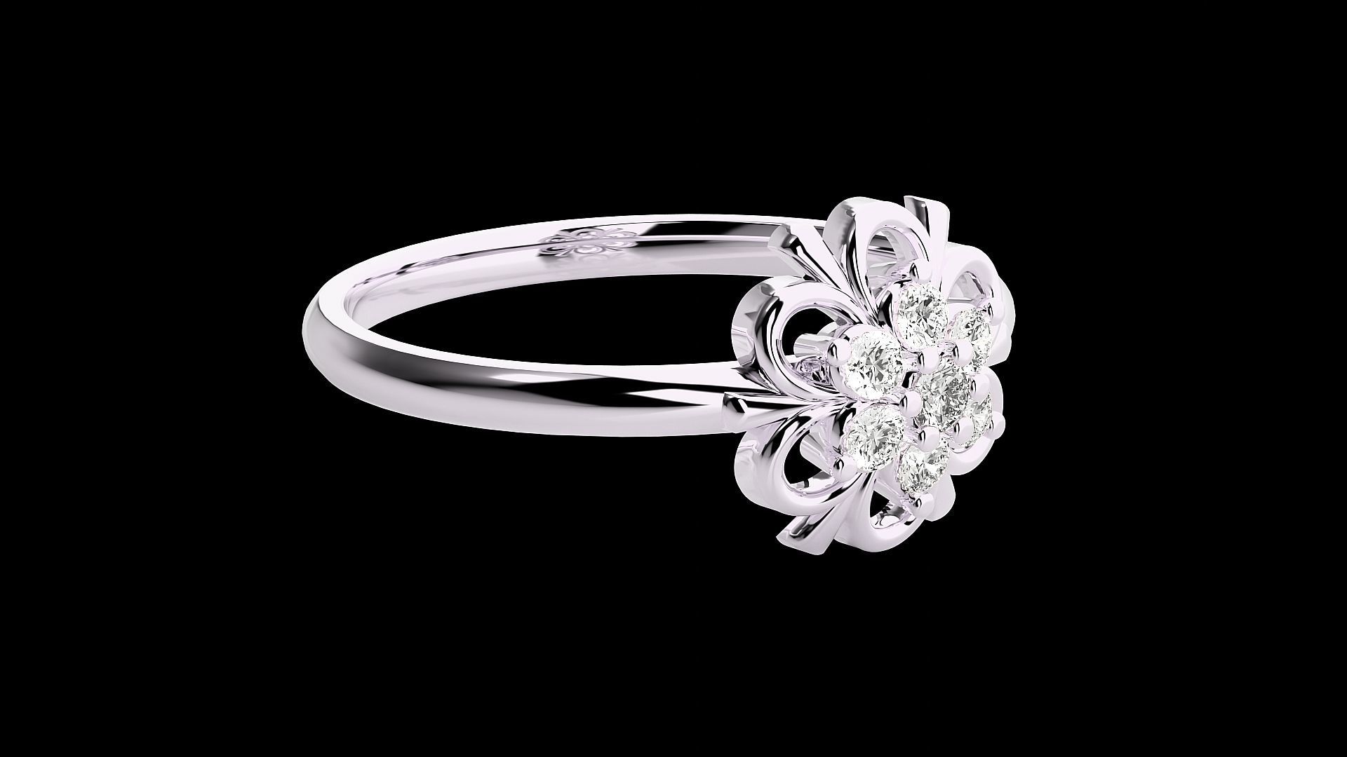 Flower Ultra light wt minimalist Women Ring 3dm stl renders 3D print model_11