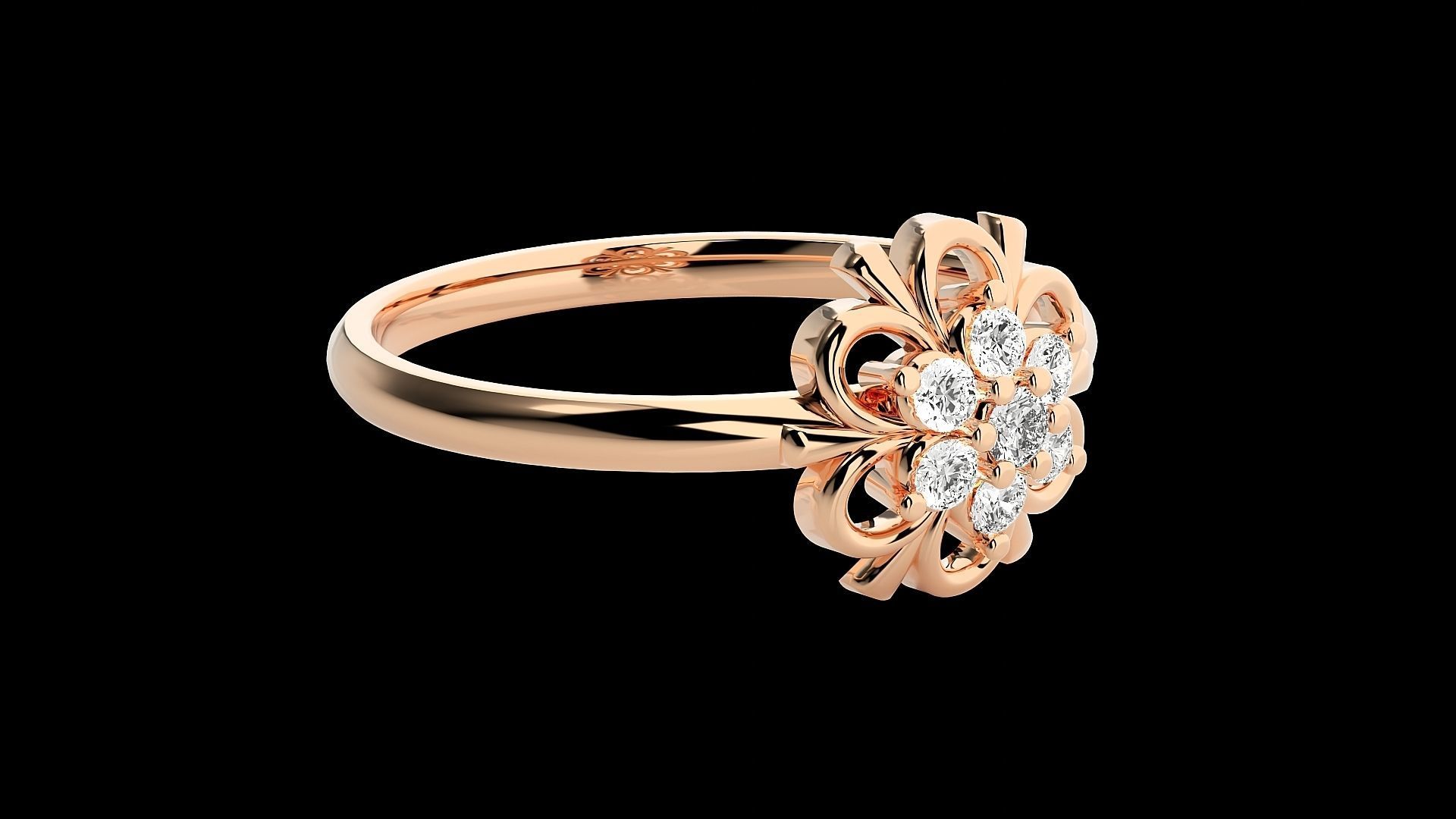 Flower Ultra light wt minimalist Women Ring 3dm stl renders 3D print model_5