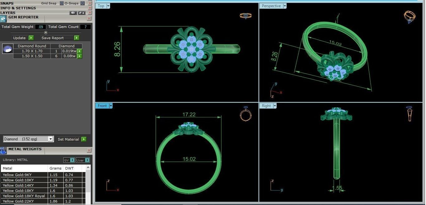 Flower Ultra light wt minimalist Women Ring 3dm stl renders 3D print model_3