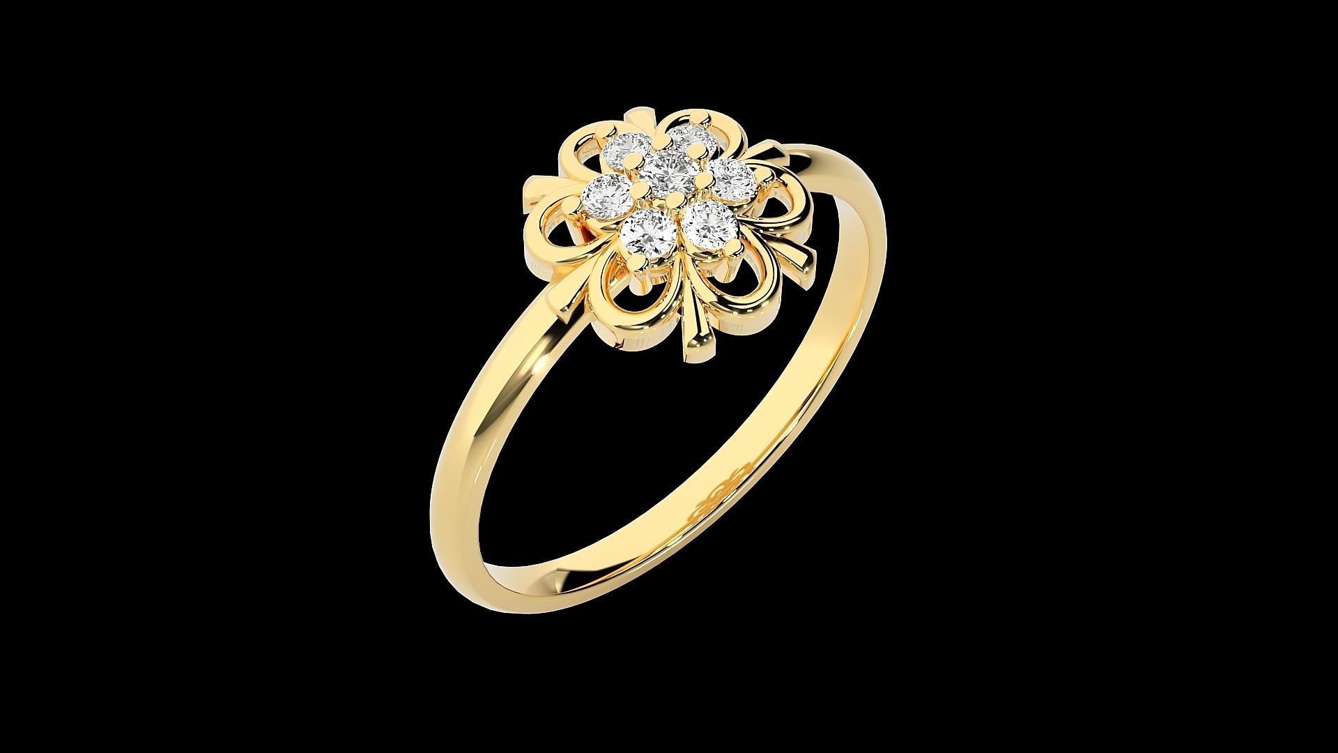 Flower Ultra light wt minimalist Women Ring 3dm stl renders 3D print model_18