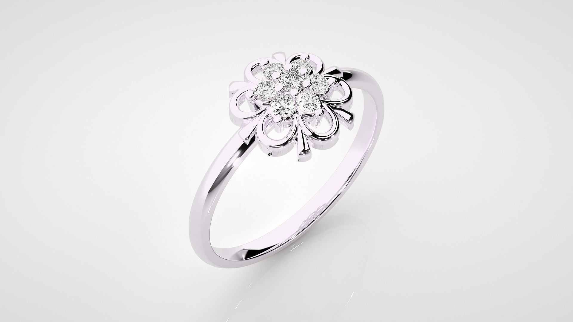 Flower Ultra light wt minimalist Women Ring 3dm stl renders 3D print model_9
