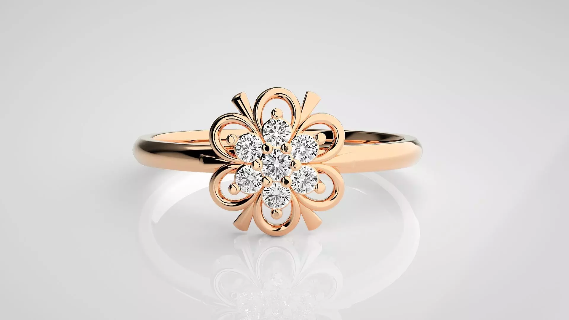 Flower Ultra light wt minimalist Women Ring 3dm stl renders 3D print model_0
