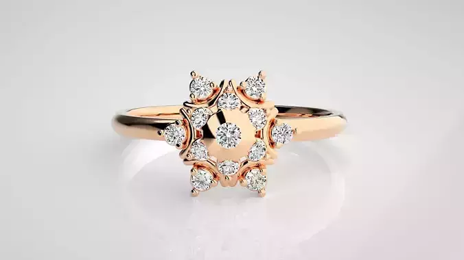  Flower Ultra light wt minimalist Women Ring 3dm stl renders 3D print model