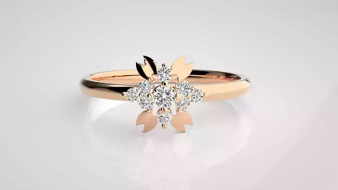 Flower Ultra light wt minimalist Women Ring 3dm stl renders 3D print model