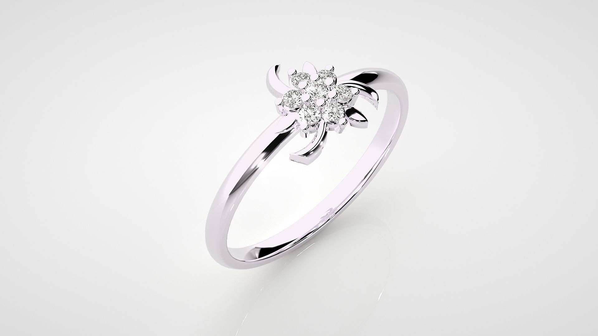 Flower Ultra light wt minimalist Women Ring 3dm stl renders 3D print model_9