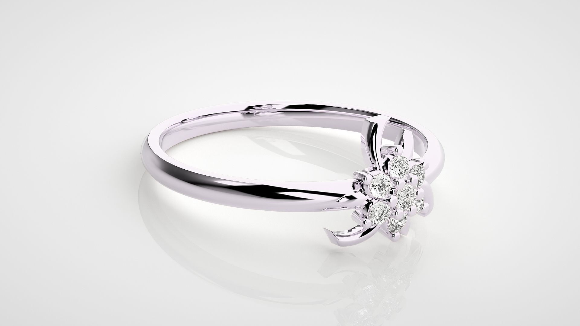 Flower Ultra light wt minimalist Women Ring 3dm stl renders 3D print model_8