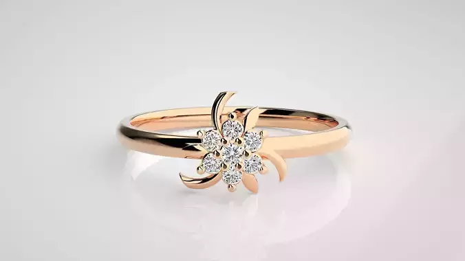 Flower Ultra light wt minimalist Women Ring 3dm stl renders 3D print model