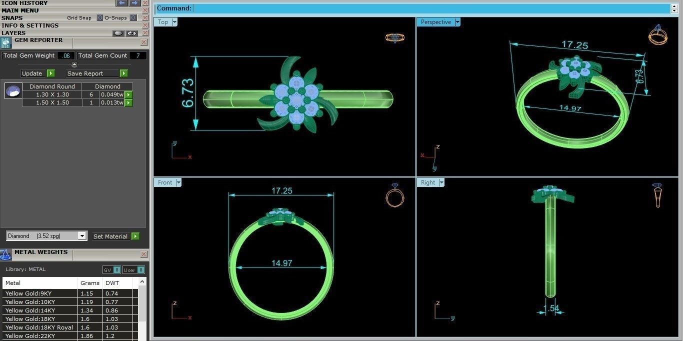 Flower Ultra light wt minimalist Women Ring 3dm stl renders 3D print model_7