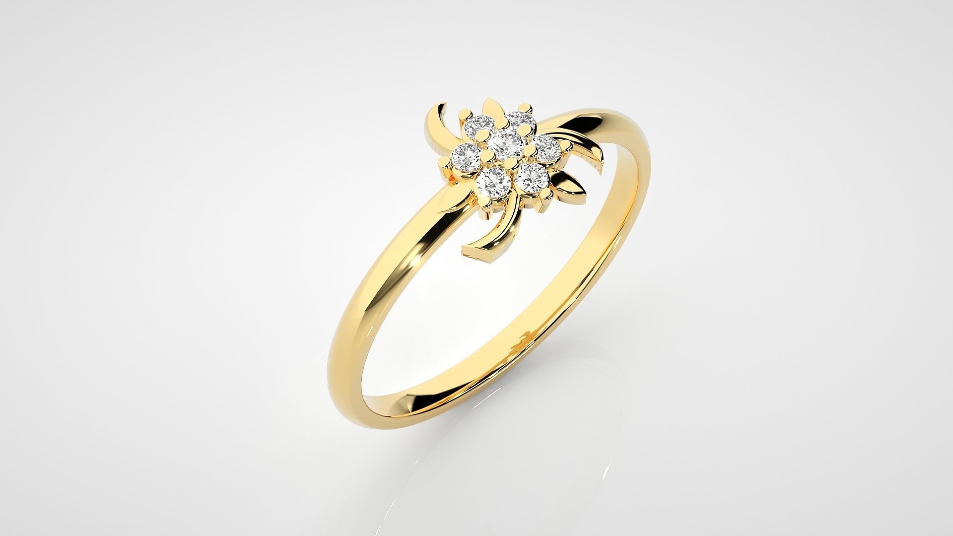 Flower Ultra light wt minimalist Women Ring 3dm stl renders 3D print model_15