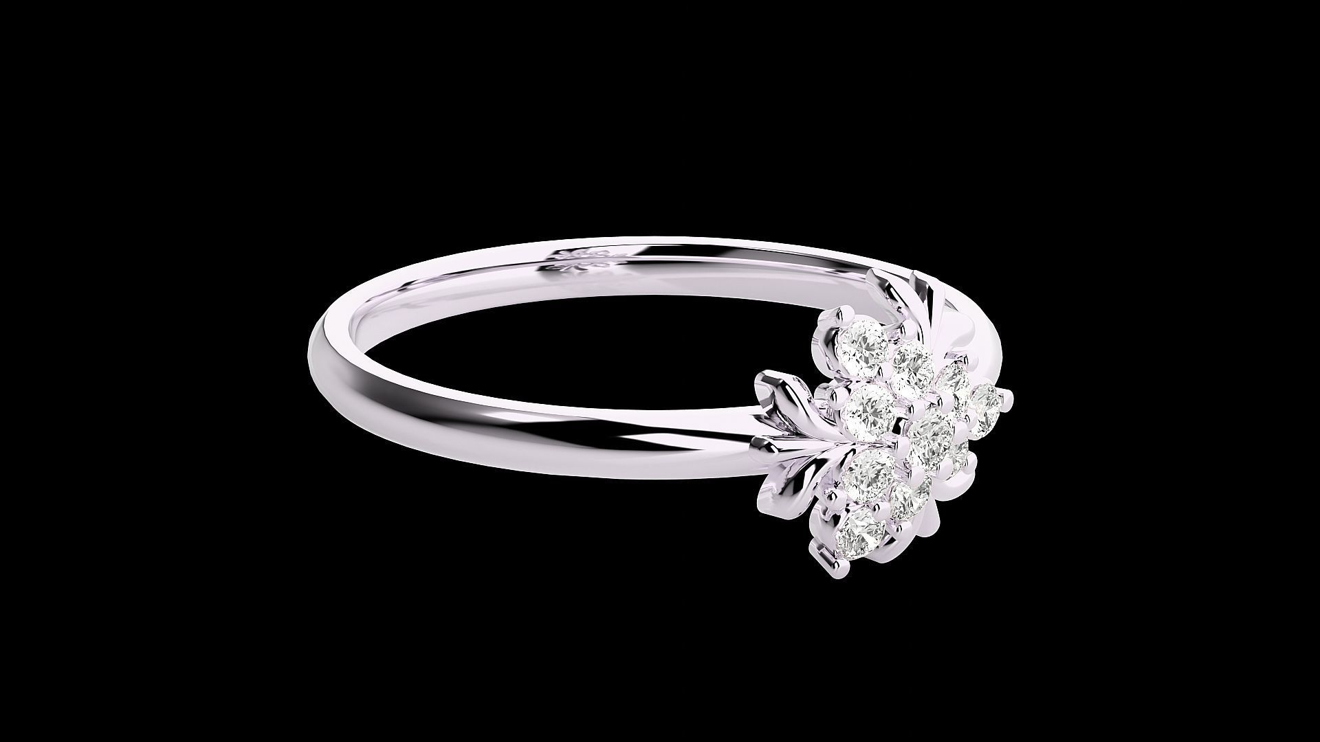 Flower Ultra light wt minimalist Women Ring 3dm stl renders 3D print model_11