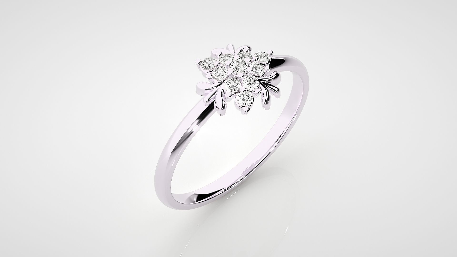 Flower Ultra light wt minimalist Women Ring 3dm stl renders 3D print model_9