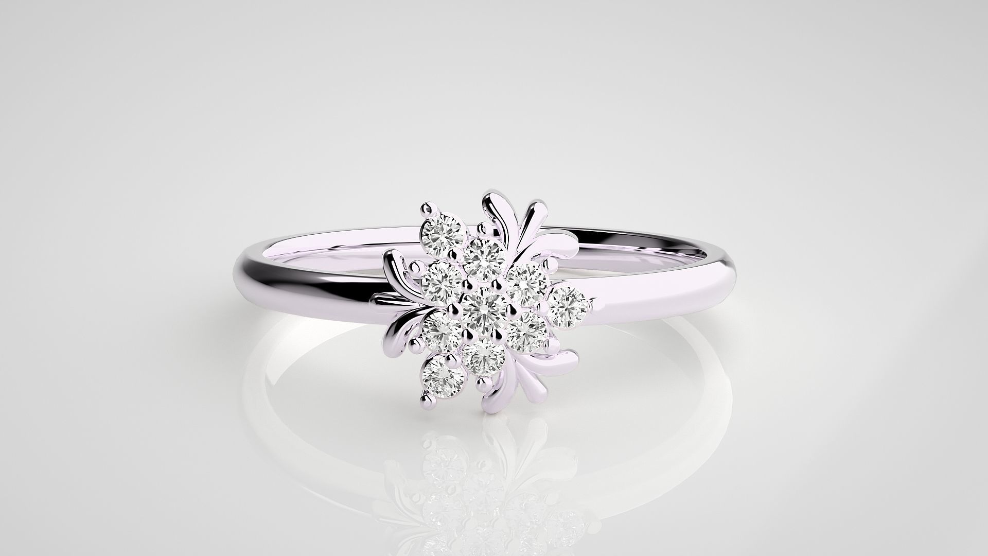 Flower Ultra light wt minimalist Women Ring 3dm stl renders 3D print model_7