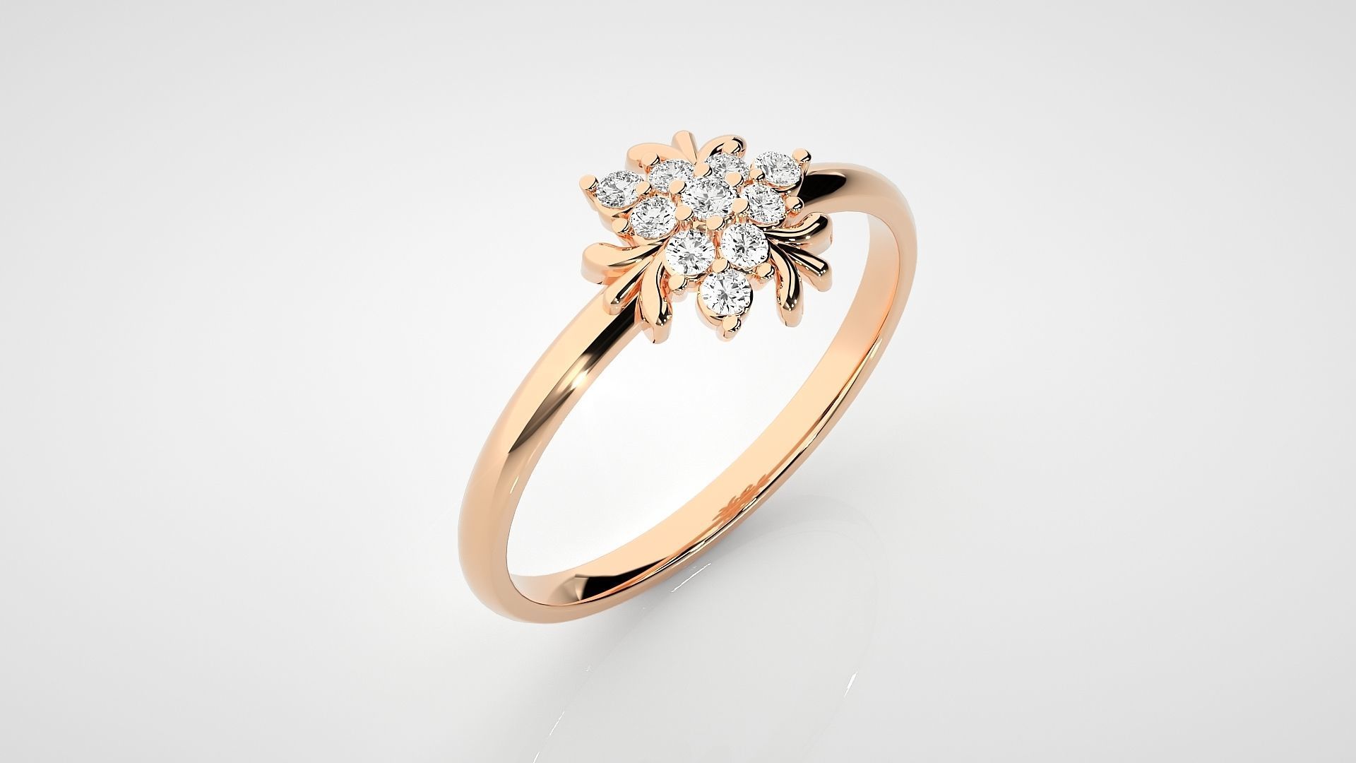 Flower Ultra light wt minimalist Women Ring 3dm stl renders 3D print model_2