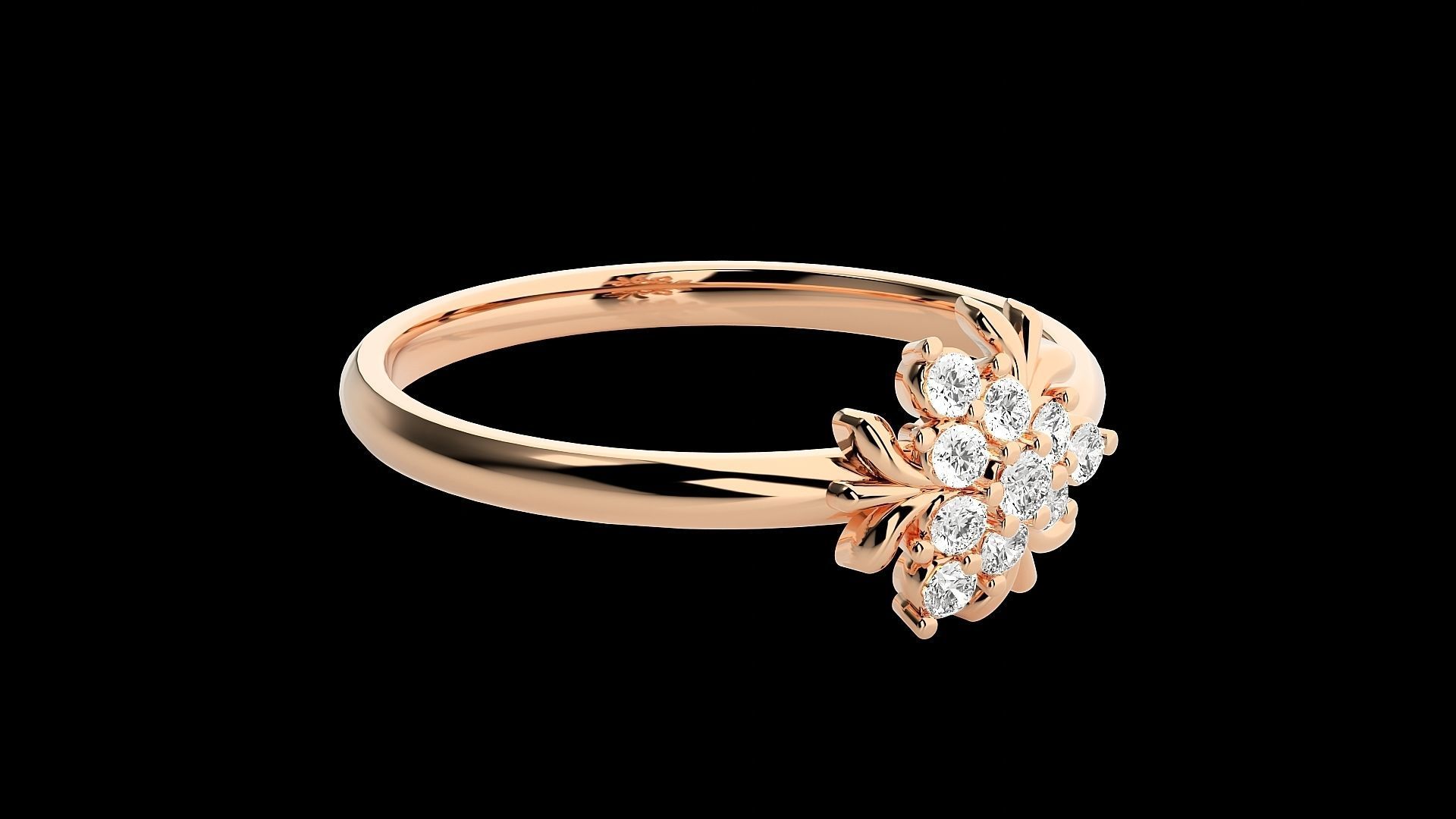 Flower Ultra light wt minimalist Women Ring 3dm stl renders 3D print model_5