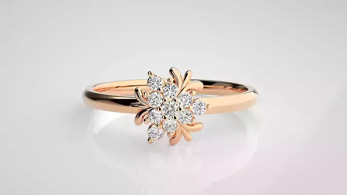 Flower Ultra light wt minimalist Women Ring 3dm stl renders 3D print model