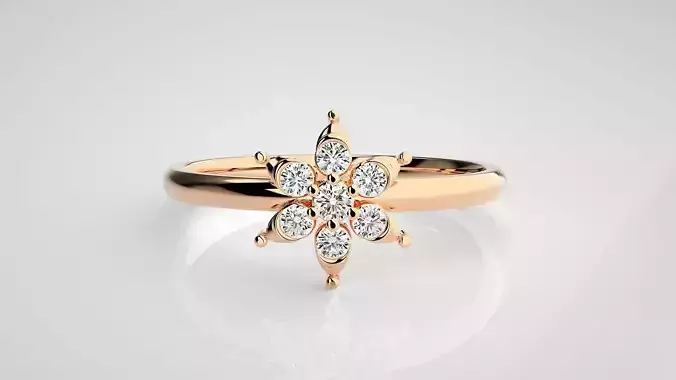 Flower Ultra light wt minimalist Women Ring 3dm stl renders 3D print model