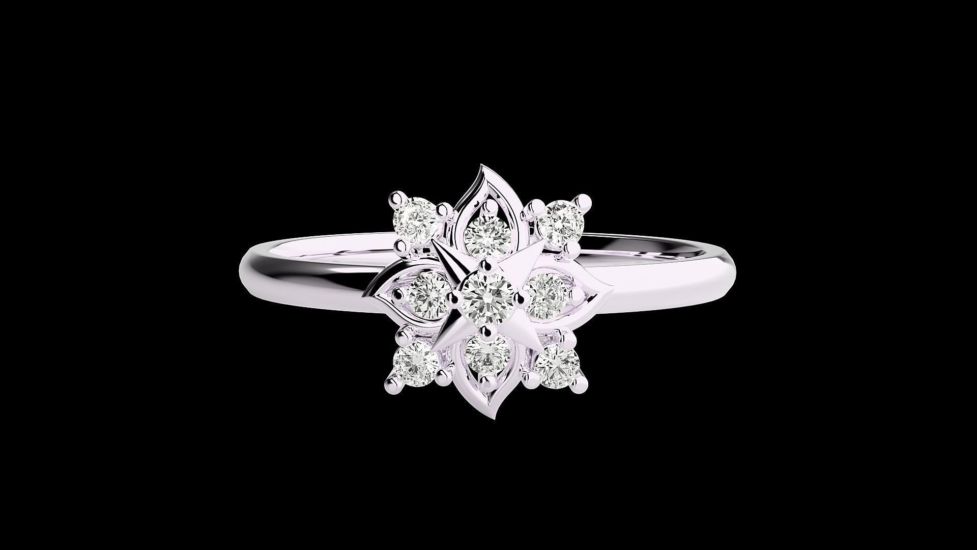 Flower Ultra light wt minimalist Women Ring 3dm stl renders 3D print model_10