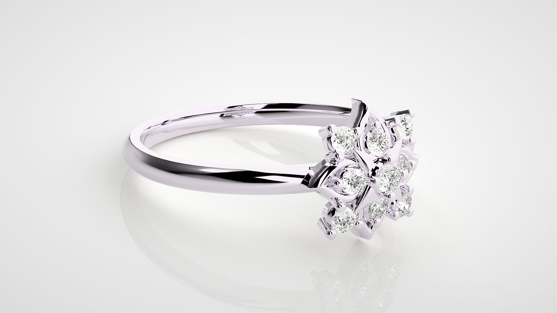 Flower Ultra light wt minimalist Women Ring 3dm stl renders 3D print model_8