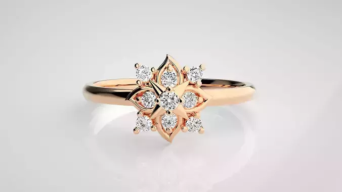 Flower Ultra light wt minimalist Women Ring 3dm stl renders 3D print model