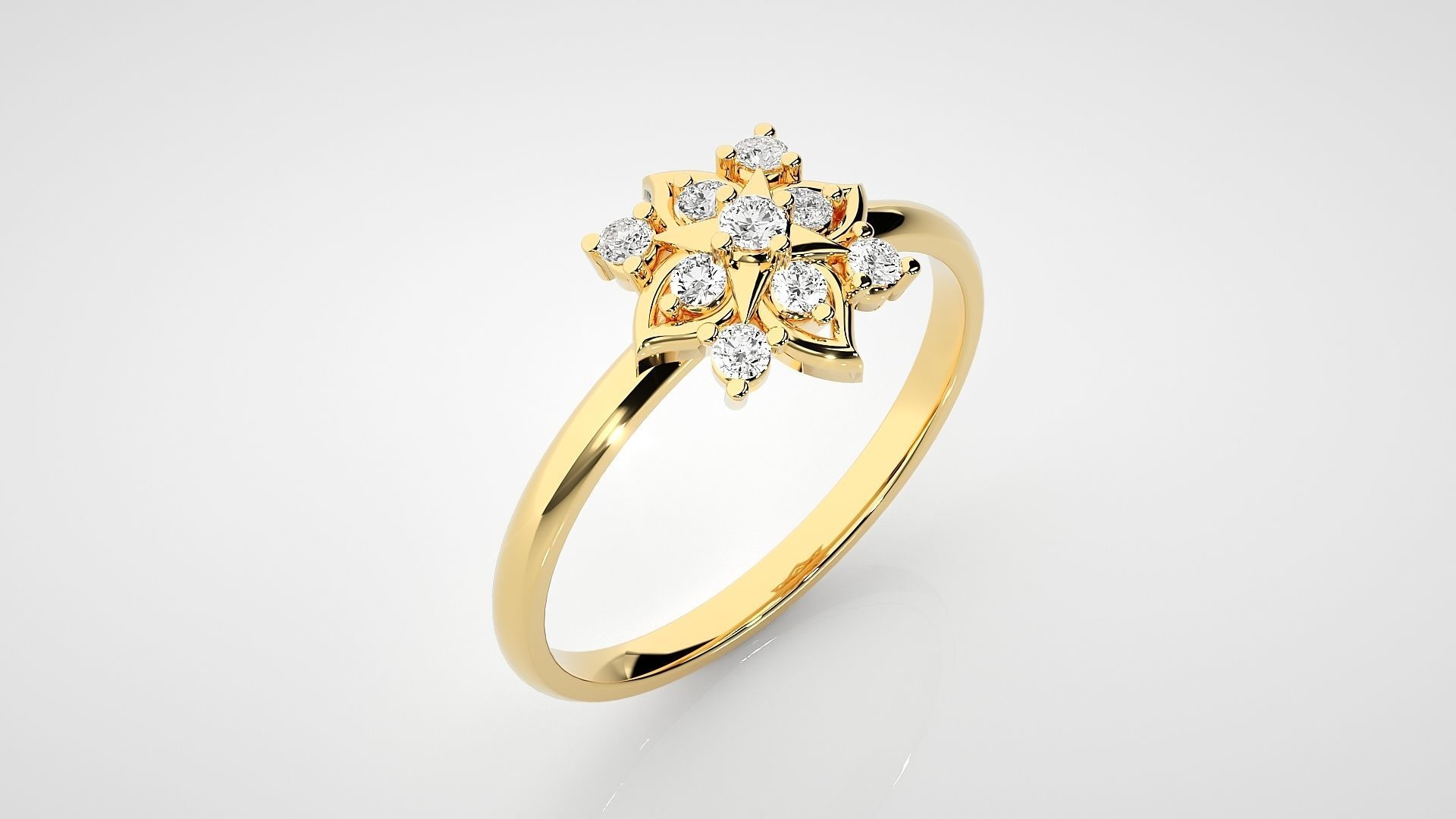 Flower Ultra light wt minimalist Women Ring 3dm stl renders 3D print model_15