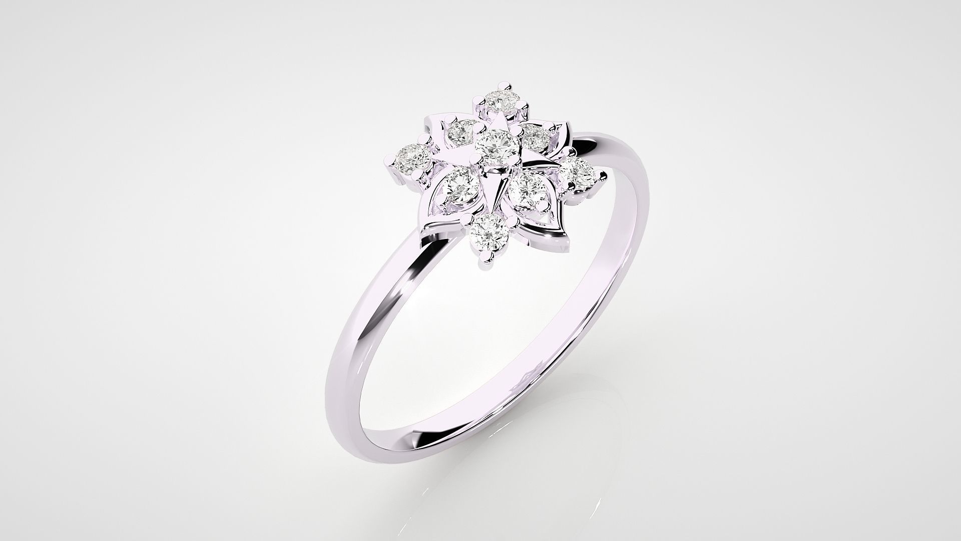 Flower Ultra light wt minimalist Women Ring 3dm stl renders 3D print model_9