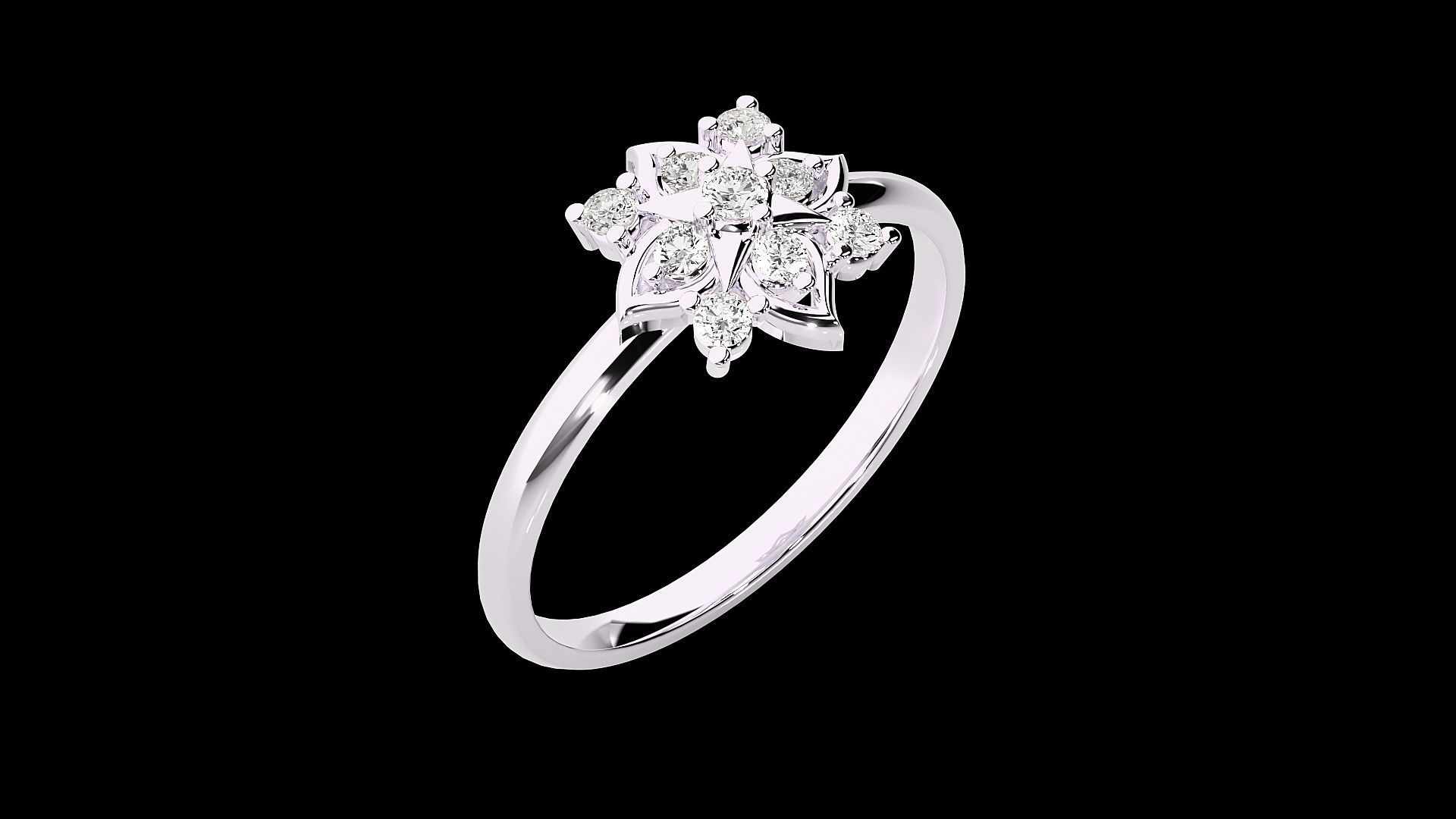 Flower Ultra light wt minimalist Women Ring 3dm stl renders 3D print model_12